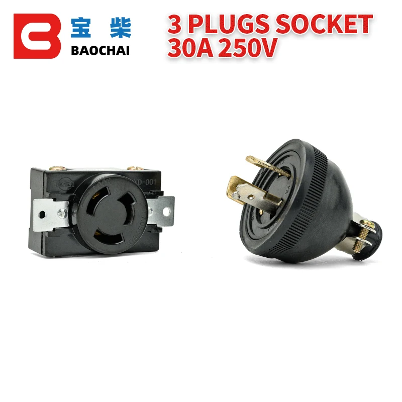 One Set Lock Socket Plug 30A For 2KW 3KW 5KW Gas oline Generator Accessories 250v