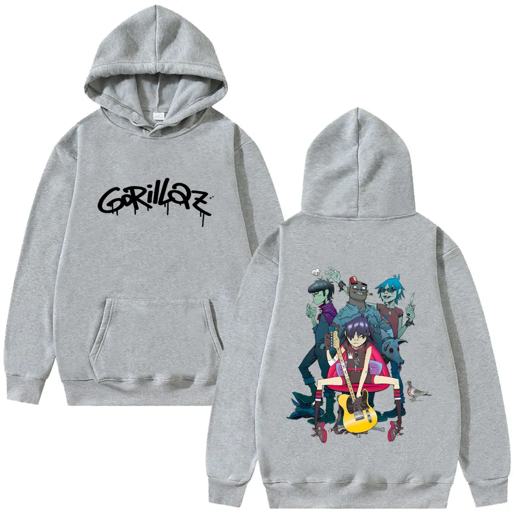 Alternative Rock Band Gorillaz Graphic Hoodie Men Women Hip Hop Gothic Oversized Streetwear Man Fashion Vintage Pullover Hoodies