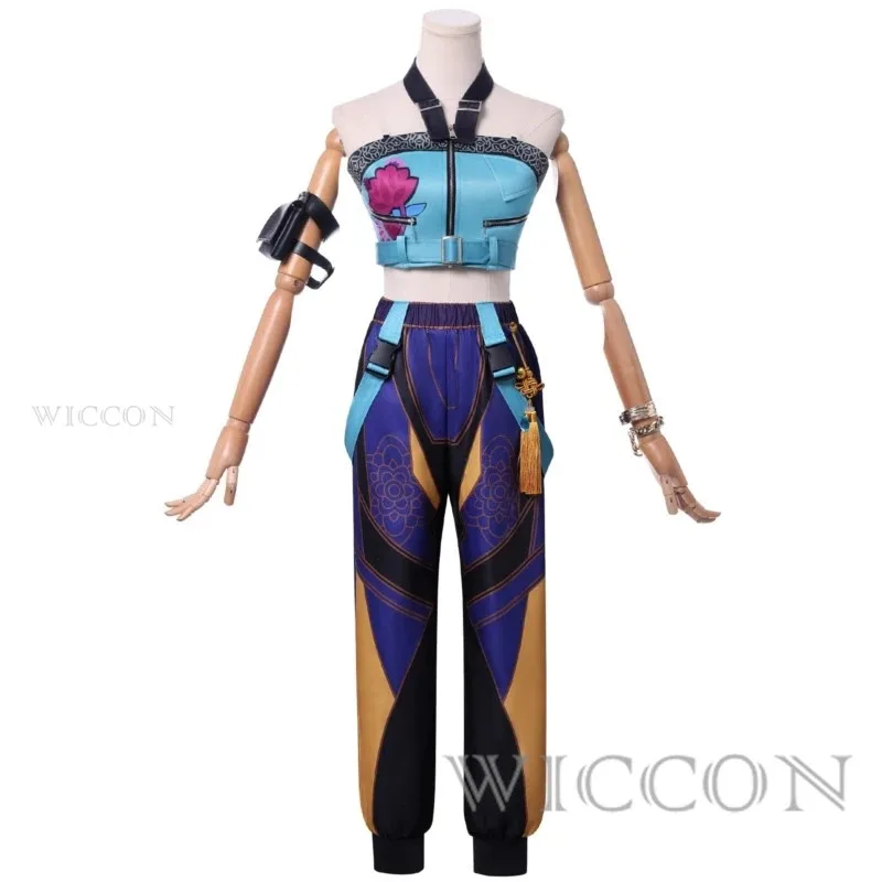 Kpop huntrix zoey cosplay traje peruca rumi mira palco uniforme brincos superiores superstar caçadores de demônios menina feminino conjunto terno de halloween