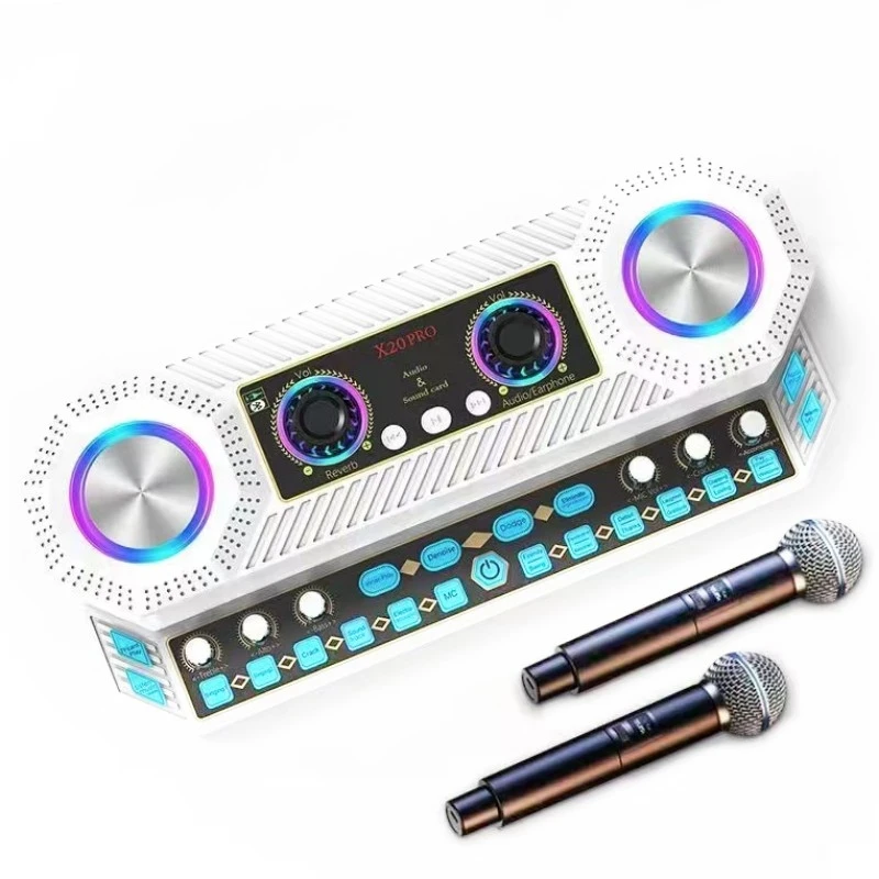 

Hot Selling X20 Multifunction Sound Card Audio Machine Square Dance Karaoke Wireless Speaker With Colorful Light