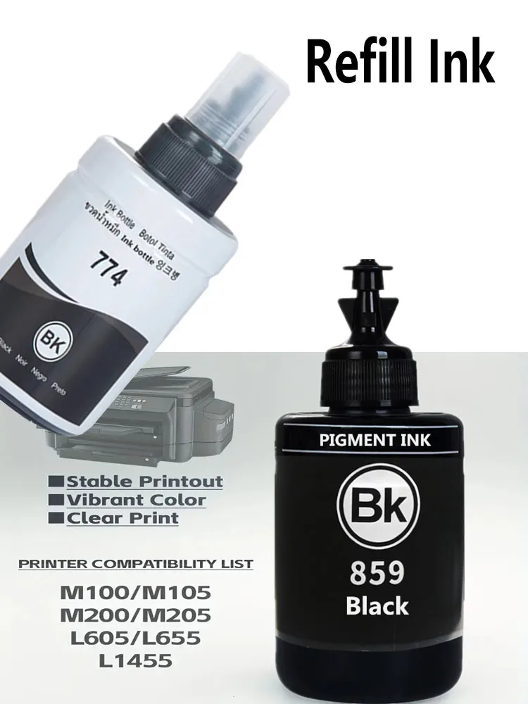 T859 859 T7741 T774 774 حبر الصباغ للطابعة Epson WorkForce M200 M105 M100 M101 M205 EcoTank L655 L605 L1455 L656 L606