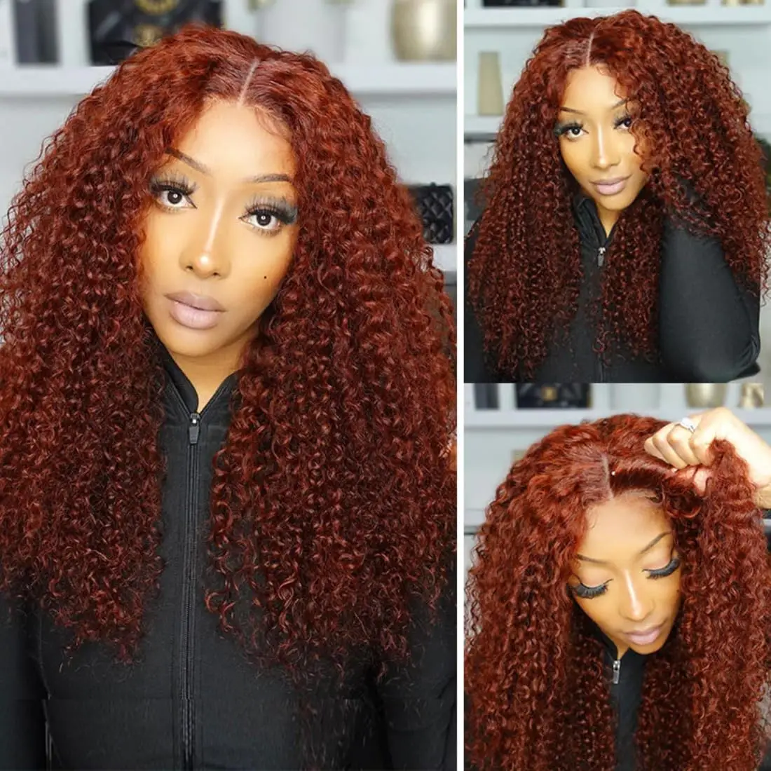 30 36 Inch Reddish Brown Deep Wave 13X6 Lace Frontal Wig Colored Curly 13x4 Lace Front Human Hair Wigs