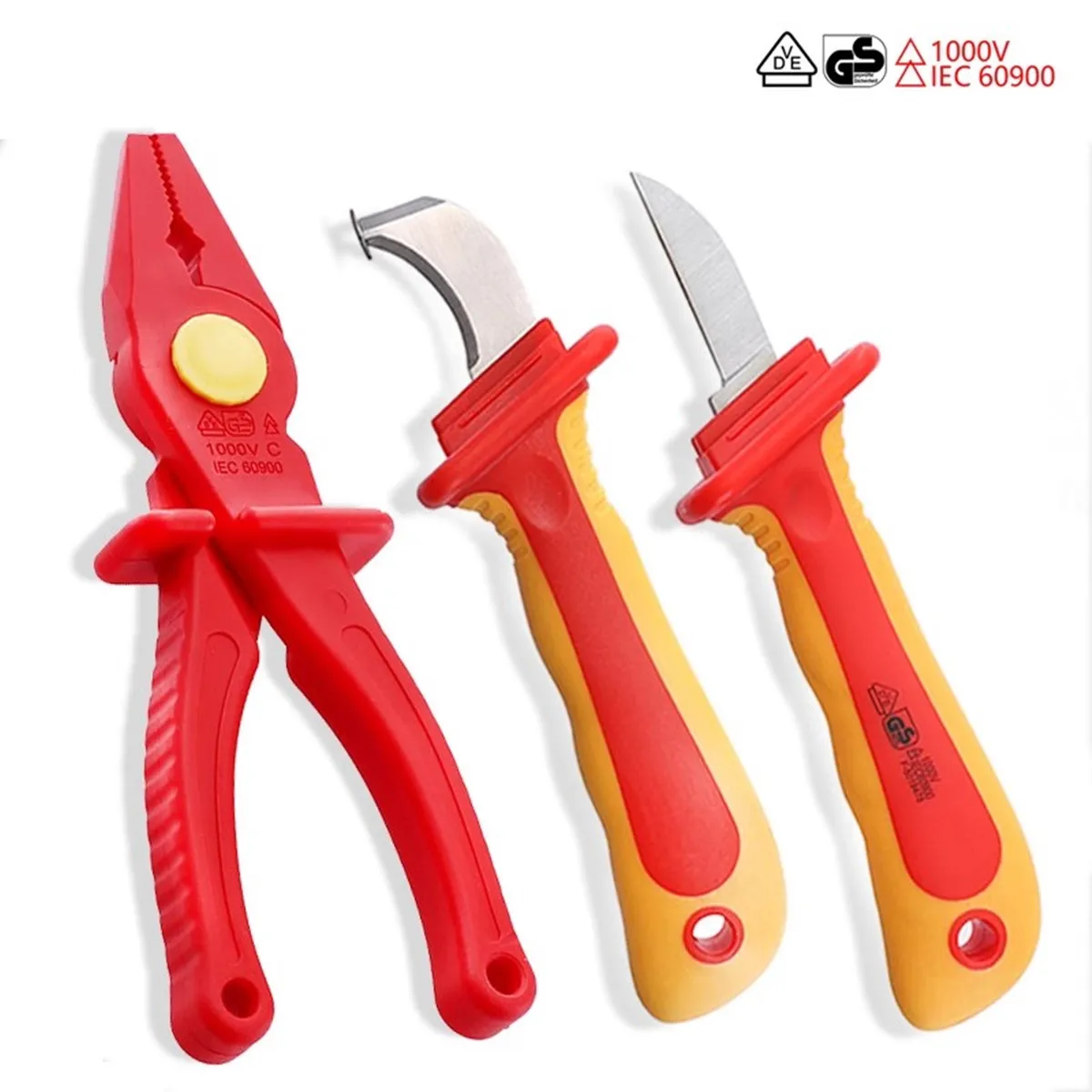 Anti-magnetic insulating plastic electrician straight knife 1000V pliers Multi-functional vise Electrical insulating tools K001