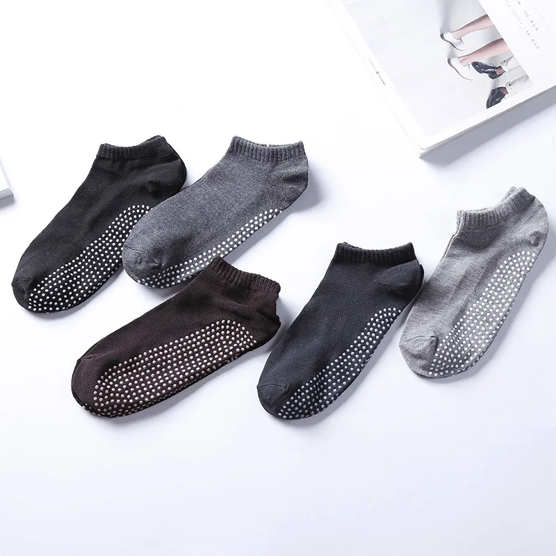 Sports Socks Casual Solid Mens Color Fitness Gym Yoga Socks Polyester Cotton Breathable Silicone Anti-slip Low Cut Pilates Socks