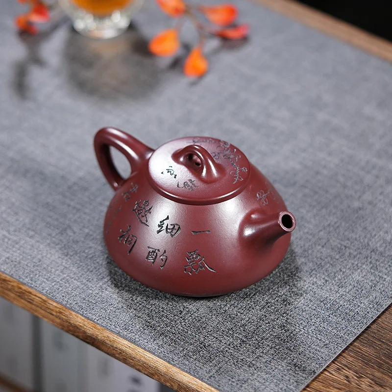 Yixing original mine purple clay teapot, starting from batch production, handmade dragon blood sand teapot, stone gourd tea set