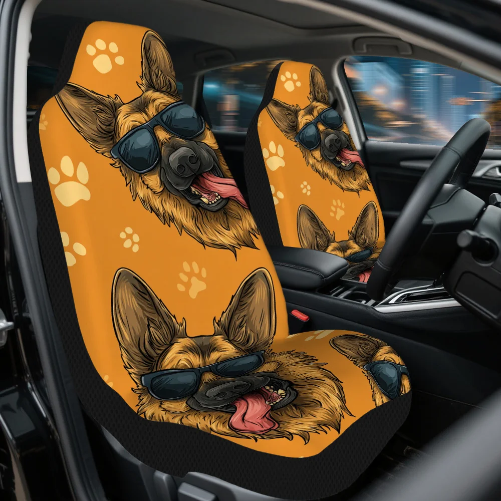 Set Of 2 Stylish Dog Print Car Seat Covers – Universal Front Seat Protectors For Vehicles, Suvs & Sedans, Sturdy Build, To Insta