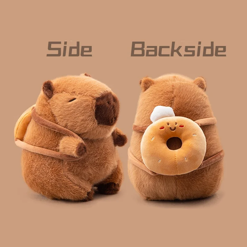 Neue Capybara Plüschtier Design Gefüllte Baguette Donut Croissant Pommes Frites Knödel Snack Rucksack Dekor Capibara Plüschtier – Detail 1