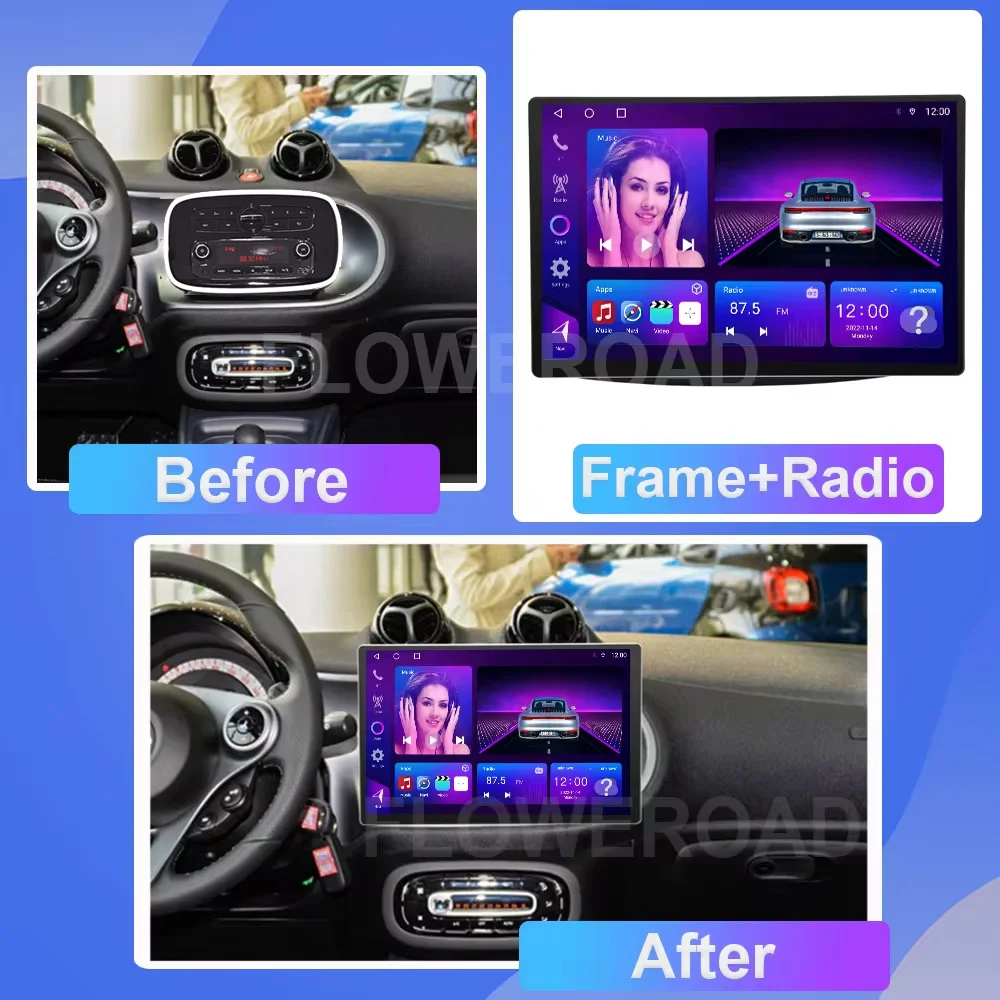 13 inch Android 14 For Mercedes Smart 453 Fortwo 2014 - 2020 Autoradio Multimedia Player QLED 2000*1200 Screen Carplay Car Radio