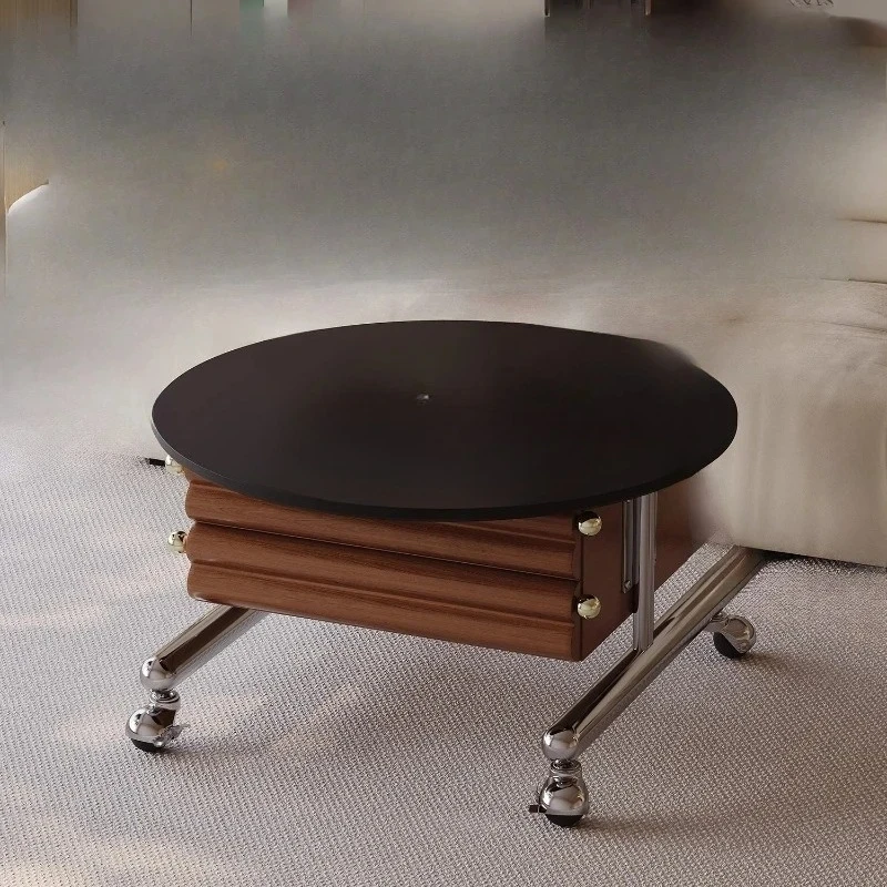 

Подвижный подъемный журнальный столик из каменной плиты, гостиная из вишневого шпона, тележка