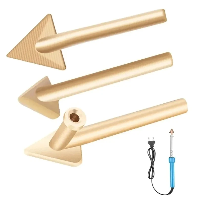 3pc Soldering Iron Tips Set Copper Triangular Smoothing Head Replacement Tips for 80Watt Plastic Welder Repair Tool