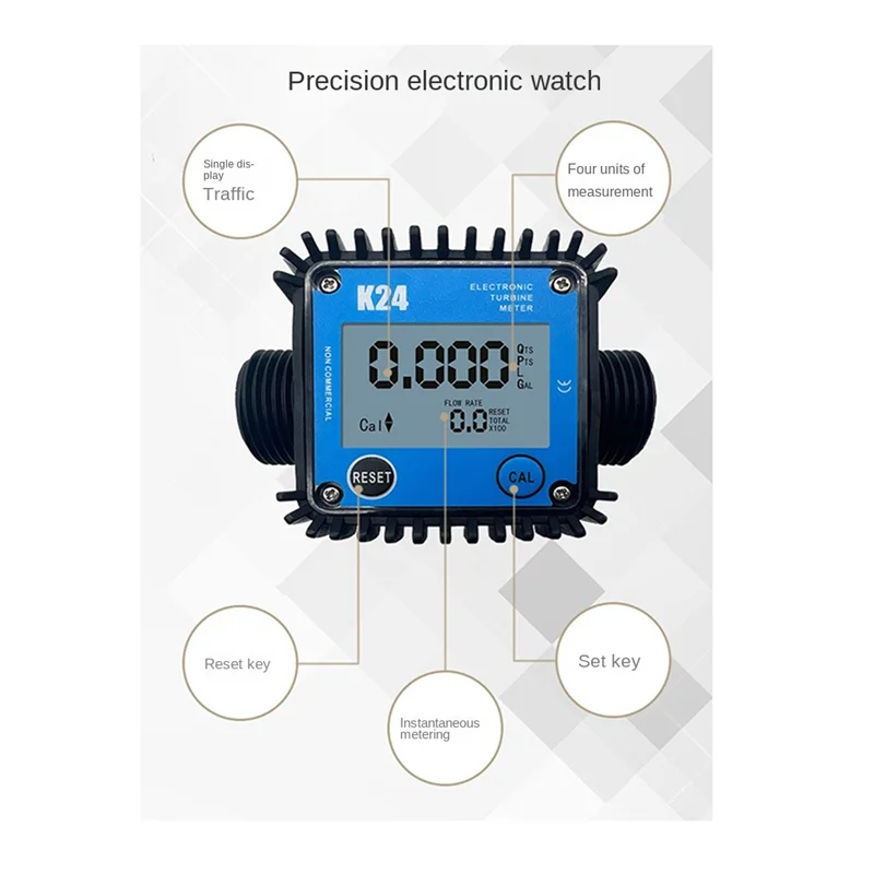 Débitmètre de Carburant LCD K24 pour Turbine, Outil Numérique de Mesure du Débit d'Eau