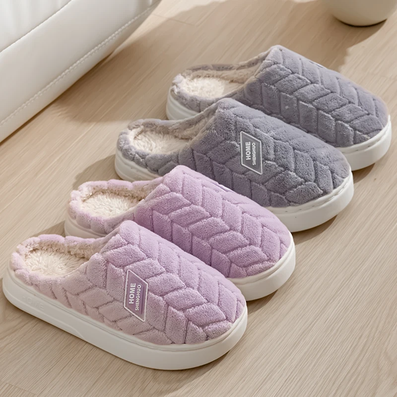 

Уютные плюшевые тапочки для женщин и мужчин — домашние тапочки на мягкой флисовой подкладке с нескользящей подошвой, теплые домашние и уличные зимние тапочки