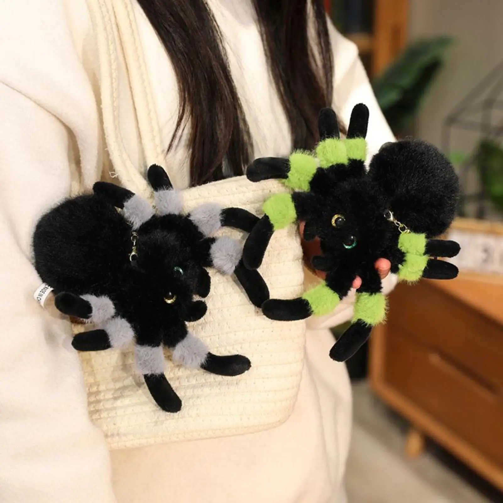 Aranha de pelúcia dos desenhos animados decoração bonito aranha chaveiro de pelúcia para meninos das mulheres dos homens crianças natal aniversário feriados bolsa viagem