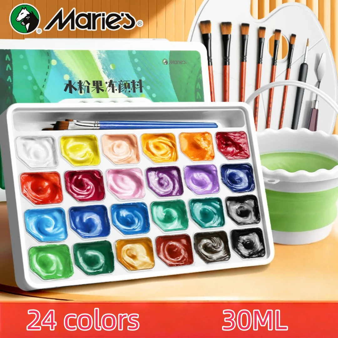 

Набор акриловых красок Marie, 24 цвета, желейная краска, 30 мл, специально для студентов искусства, водонепроницаемый, не выцветающий, солнцезащитный крем, набор для рисования своими руками