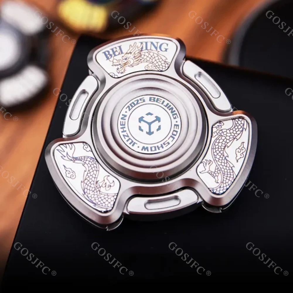 JUZHEDC تململ سبينر بكين المحدودة التيتانيوم مفتوحة مسمار الدوران ثلاث أوراق الدوران لعبة لتخفيف الضغط ألعاب متململة للبالغين