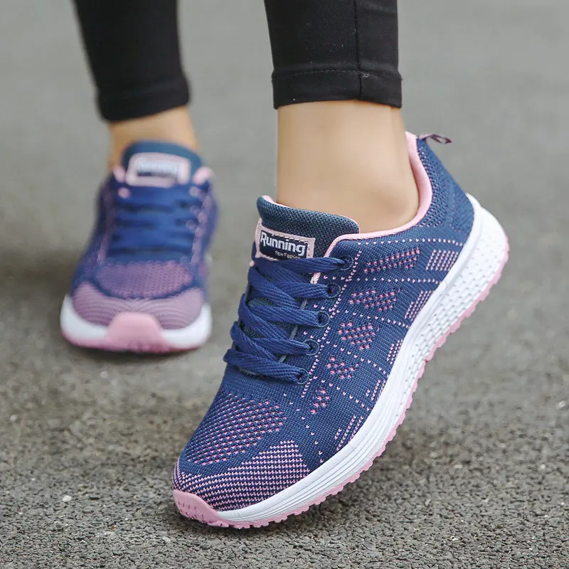 High Quality Fashion Autumn Athletics Running Shoes Women Flying Weave Non-slip Casual Sneakers Ladies Cushioning Jogging Shoes