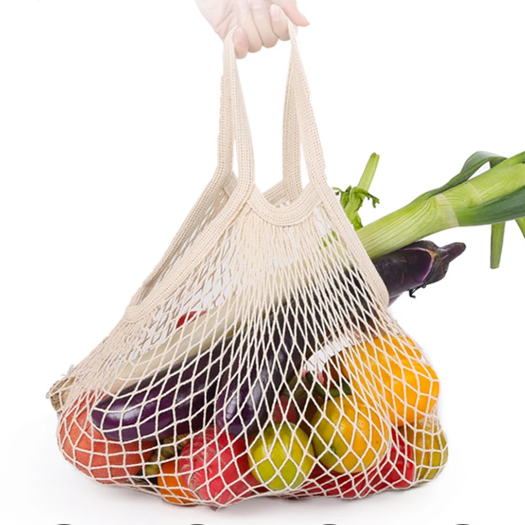 

Cotton Outdoor Reusable Fruit Net Pocket Handbag Large Capacity Shopping Portable Net Bag