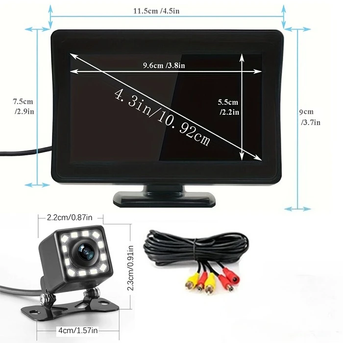 Car Rear View Camera Kit, 4.3