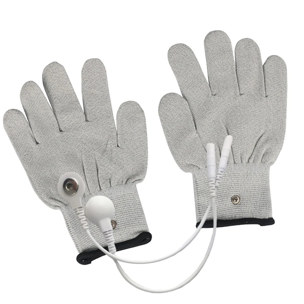 

1 Pair White Silver Fiber Electric Therapy Gloves Electric Massage Therapy Accessory- Universal Cotton Massage Gloves With 2pcs