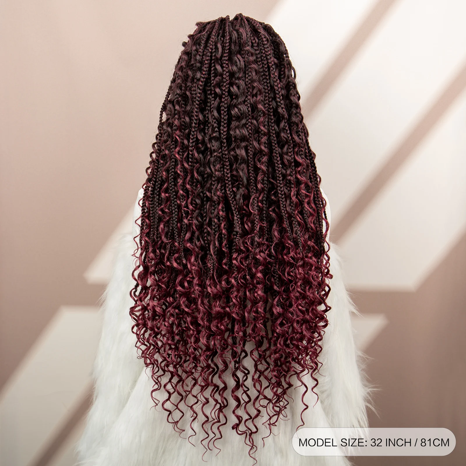 32inch Synthetic Knotless Box Braided Wigs Bohemian Boho Braids Wigs Lace Front Braided Lace Wigs with Baby Hair for Black Women