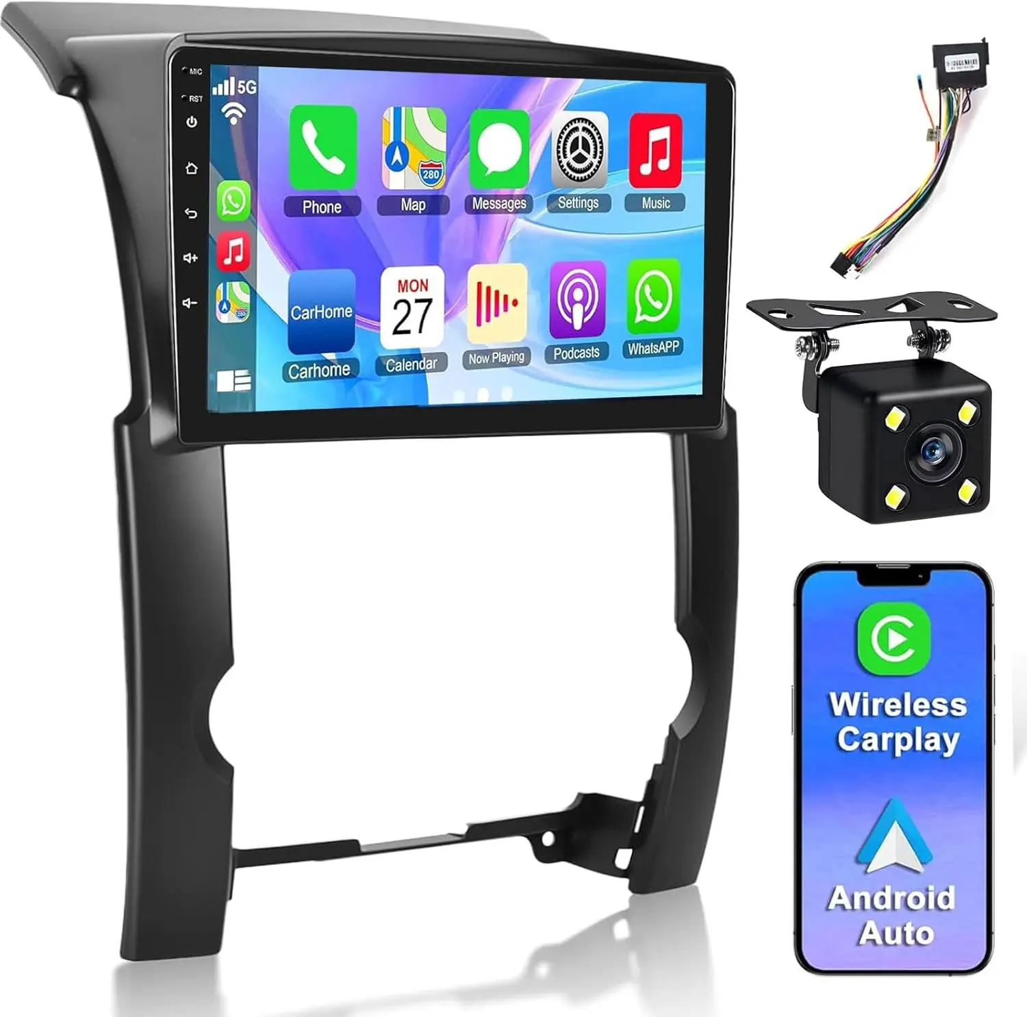 ستيريو سيارة 10 بوصة مع CarPlay Android Auto لكيا سورينتو 2011-2012، Double Din، Android 13.0، WiFi GPS، Bluetooth، Backup Ca #1