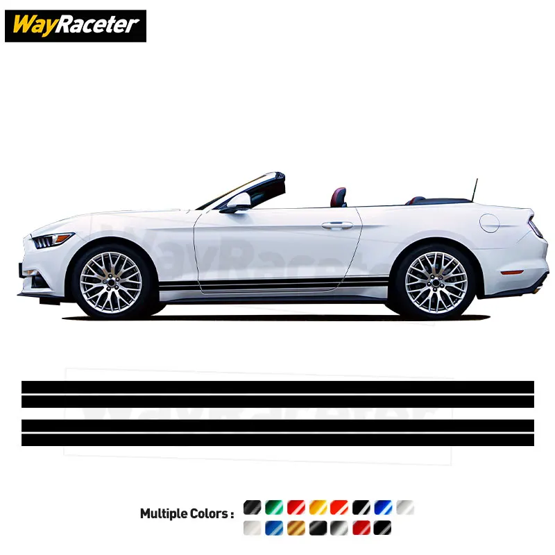 2 Pcs Carbon Fiber VInyl Door Side Stripes Rocket Panel Sticker For Ford Mustang GT Shelby GT350 GT500 2015+ Accessories