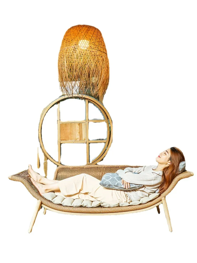 ZL شرفة كرسي استرخاء غرفة نوم كرسي من قماش التفتي كرسي طويل مزيج الأريكة