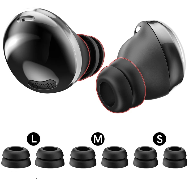 6ชิ้นปลายหูซิลิโคนสำหรับ Samsung Galaxy buds Pro eartips หัวตัดเสียงรบกวนไร้สายเทคโนโลยี TWS จุกอุดหูสองชั้นป้องกันการตก