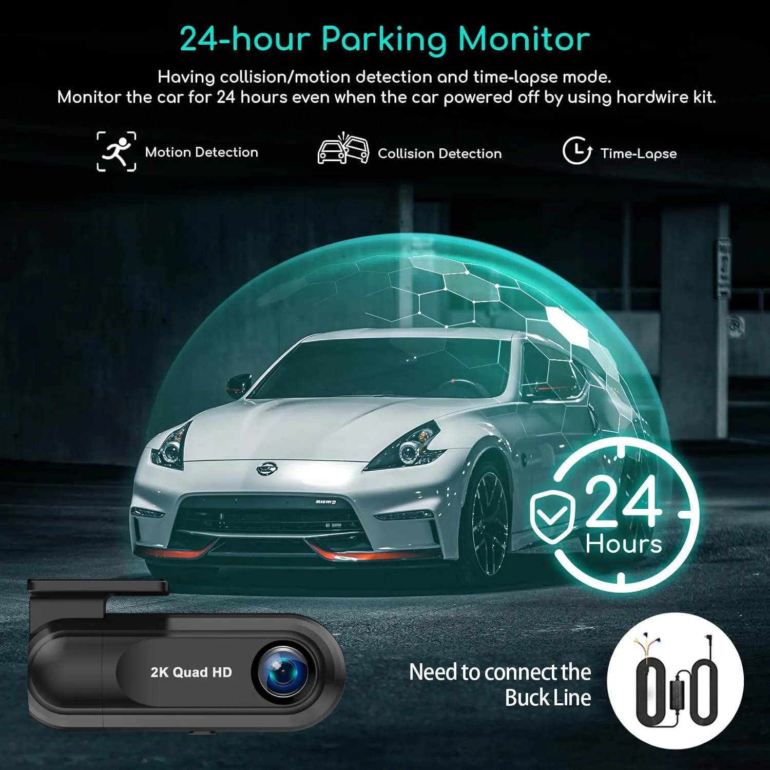 Mini 2K Dashcam WiFi Auto-DVR-Kamera Dashcam unterstützt GPS, Loop-Aufnahme, Nachtsicht, G-Sensor, Parküberwachung, Fahrtenschreiber – Detail 7