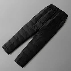 Pantalon de jogging en duvet de canard blanc pour homme, pantalon de ski résistant au froid, imperméable, poche zippée, épais, décontracté, hiver