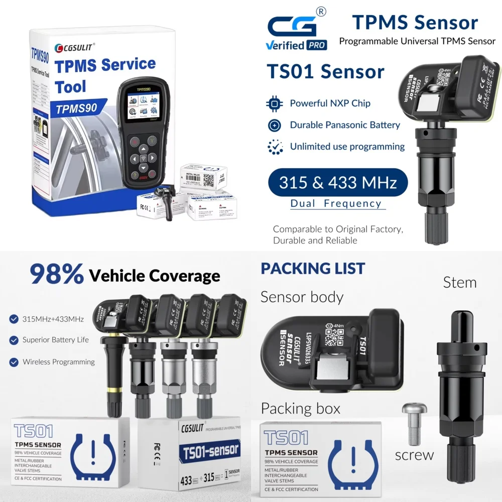 CGSULIT for Car TPMS Service Tool for 315 MHz 433 MHz Tire Pressure Monitoring Sensor Universal Auto TPMS Programming Tool
