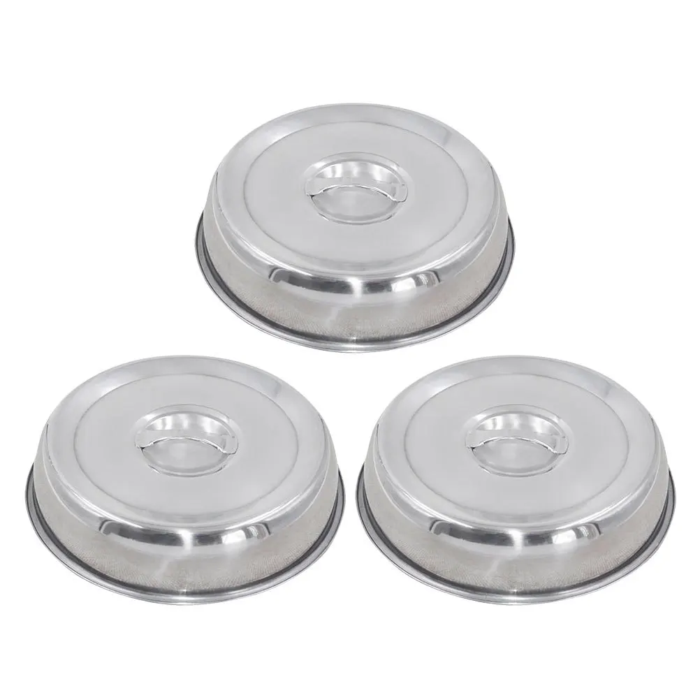 

3Pcs 22cm Round Stainless Steel Basting Cover Anti Oil Splashing Lid for Kitchen Bbq Griddle Stainless Steel Top Cover