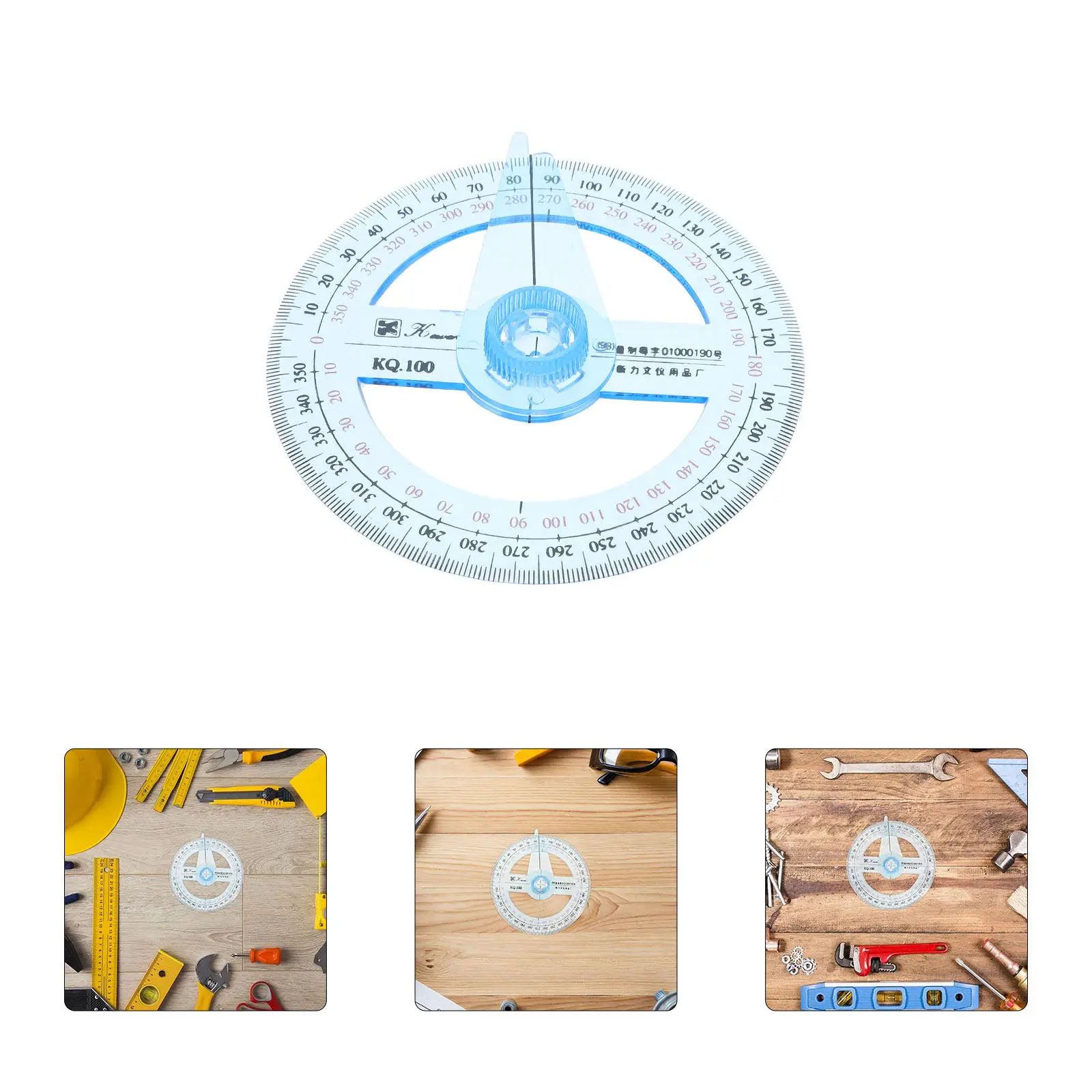 

5Pcs 360 Degree Protractor Plastic Circular Geometry Protractor with Swing Arm for Angle Measurement Drafting Engineering