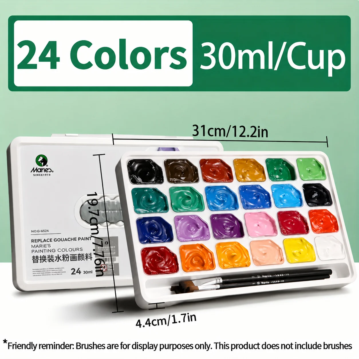 Marie's Gouache Paint Set Jelly Cup 24 Colors 30ml/Cup with Portable Case,,Rich Pigment for Canvas,Painting,Watercolor Papers