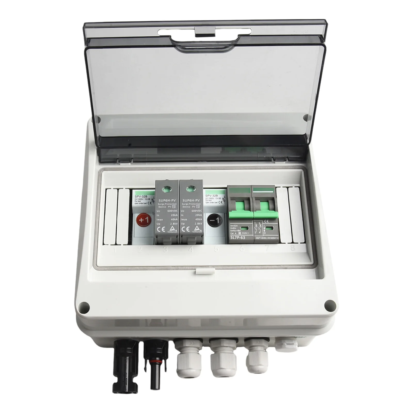 600V DC Photovoltaic Combiner Box 1 Input 1 Output With Circuit Breaker And Real-Time Monitoring Capability For Solar Farms