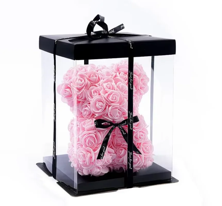1pc Valentinstag Geschenk Kreative Rose Bär Geschenk Box PE Blume Romantische Schaum Bär Umarmung Bär – Detail 5