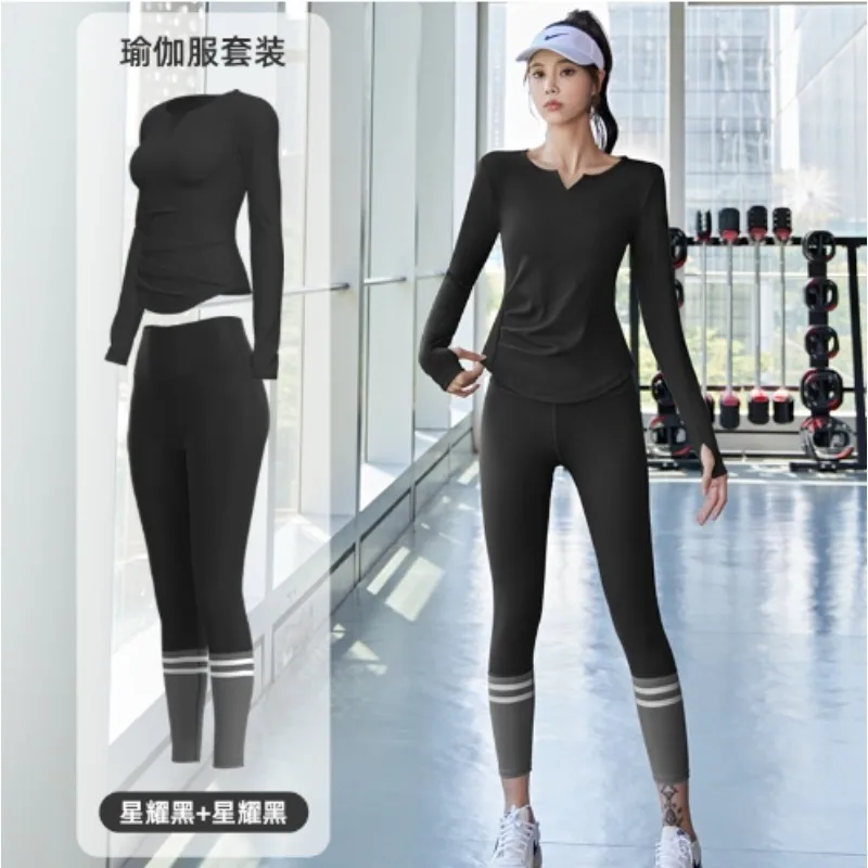 Women Workout Clothing Gym Yoga Set Fitness Sportswear Pant +Sports T-shirt Seamless Leggings Active Wear Outfit Suit