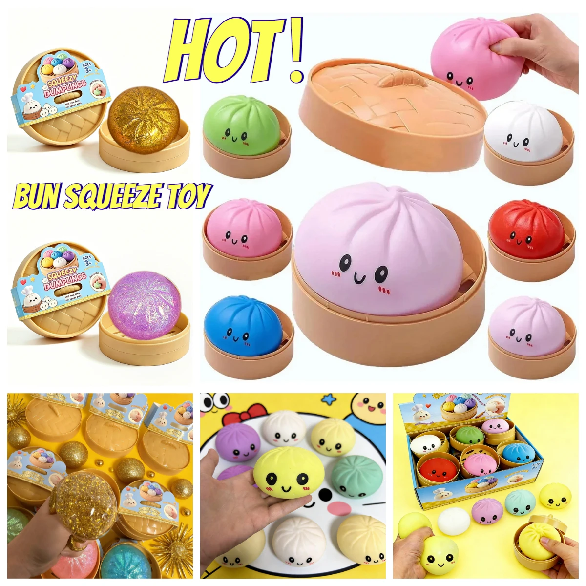 

Colorful Dumpling Squishy Toy Simulated Relaxing Antistress Happiness Enhancer Anxiety Relief Blind Box Rebound Squeeze Reliever