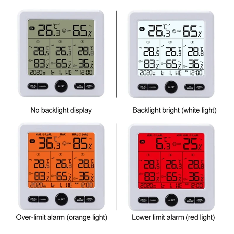 Estação meteorológica LED LCD Display, interior e exterior, Sensores sem fio, Termômetro digital, Higrômetro