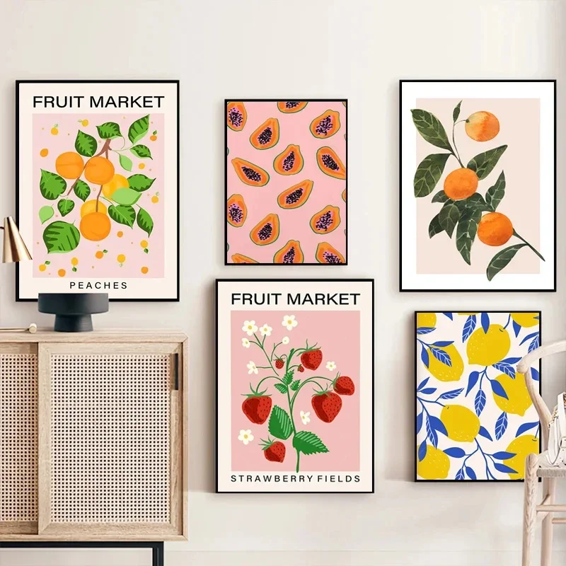 

Fruit Lemon Orange Papaya Kitchen Wall Art Canvas Painting Nordic Poster And Prints Abstract Wall Pictures For Living Room Decor