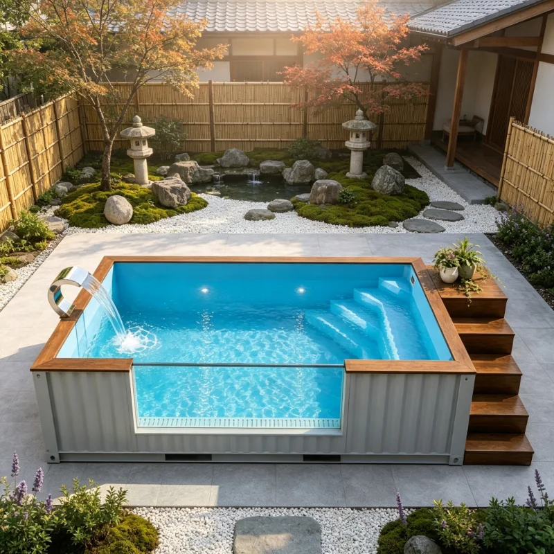 Factory Direct Modular Container Swimming Pool Outdoor Above Ground Pool with Steel Structure for Garden Villa Hotel Resort