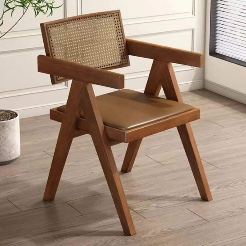 

Customizable wood Nordic dining chair rattan chair