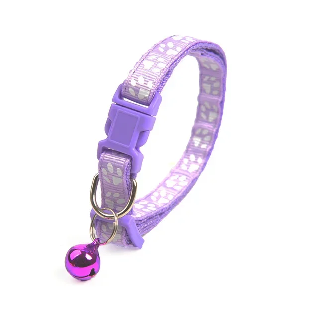 Collar para mascotas con campana, huella de dibujos animados, colorido perro, cachorro, gato, gatito, Collar de anillo de campana de seguridad ajustable, accesorios para mascotas