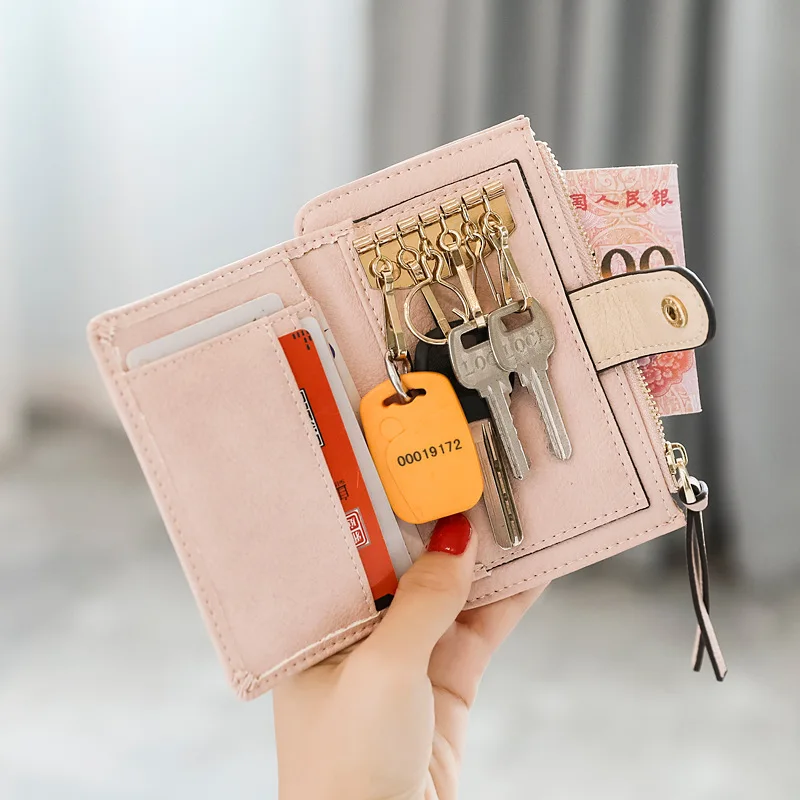 

Candy Color PU Leather Wallet with Zipper Long Buckle Money Bags Matte Fashion Key Holder Muti-card Solt Outdoor