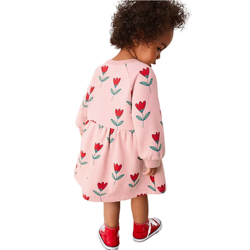 Jumping Meters 2-7T Autumn Winter Princess Girls Dresses Sun Floral Embroidery Long Sleeve Baby Party Clothing Sweater Dress