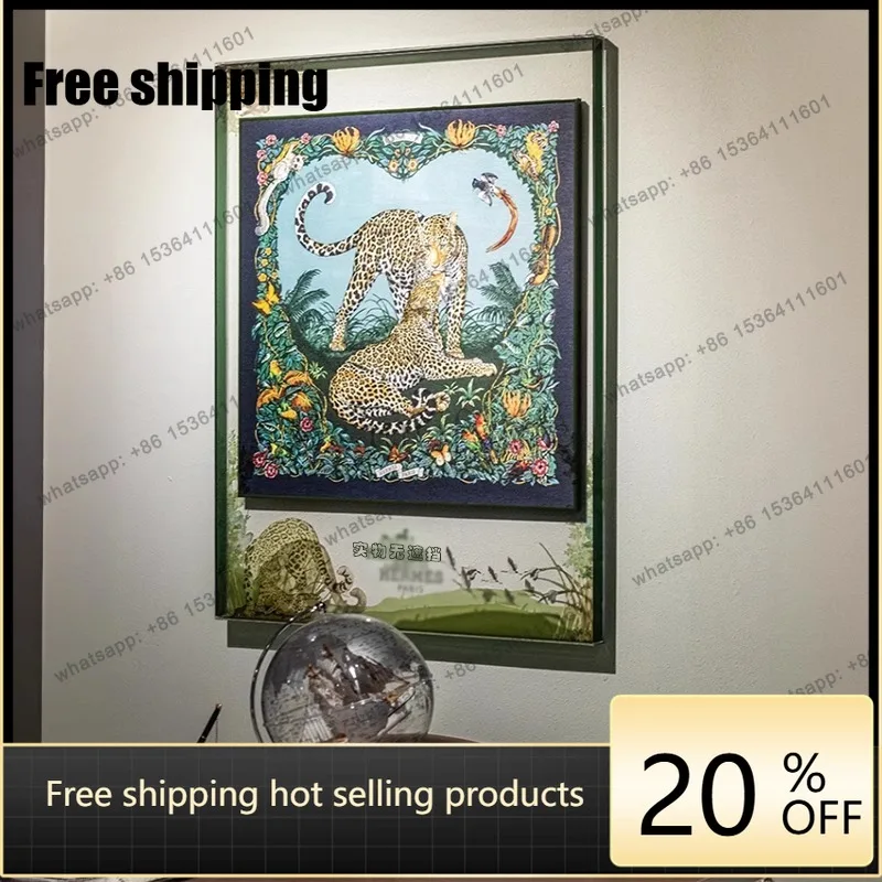 LJY silk scarf decorative painting light luxury high sense simple French living room hanging painting