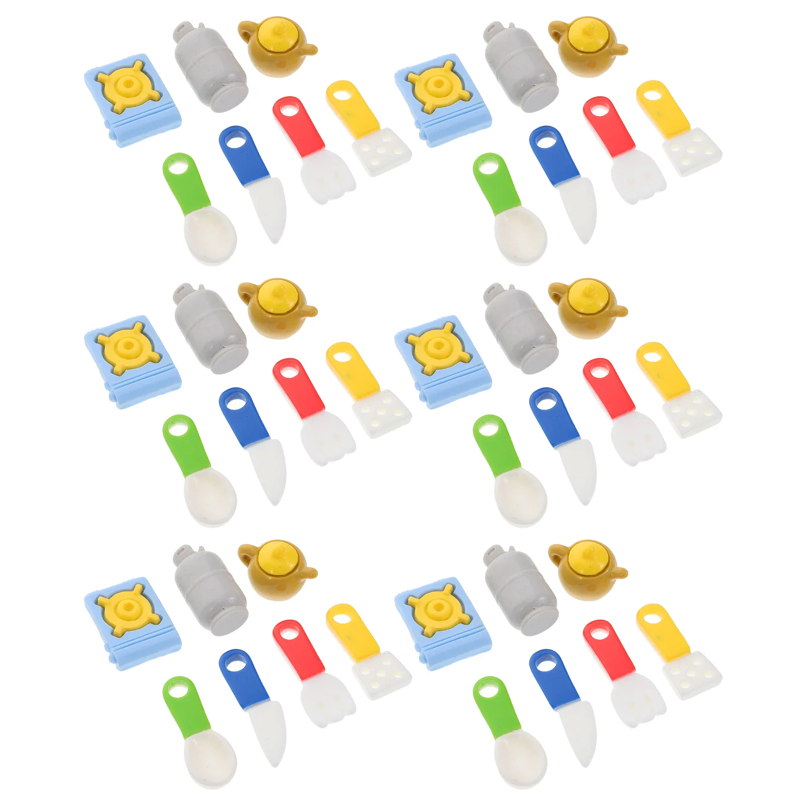 6 ensemble 6 ensembles Mini ustensiles de cuisine pour maison de poupée Miniature Playset résine ustensiles de cuisine semblant jouer outils enfants apprentissage Simulation