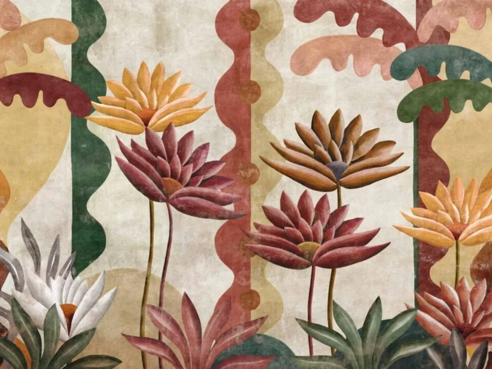 Custom wallpaper cartoon children's room rainforest plant animal mural hand-painted palm tree banana tree decoration painting
