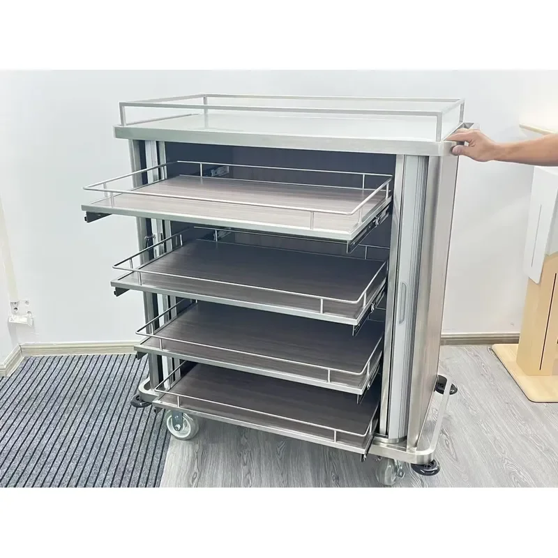 Hotel Minibar Trolley Banquet Service Cart Metal Storage Rack For Restaurant Room Service Portable Utility Push Cart