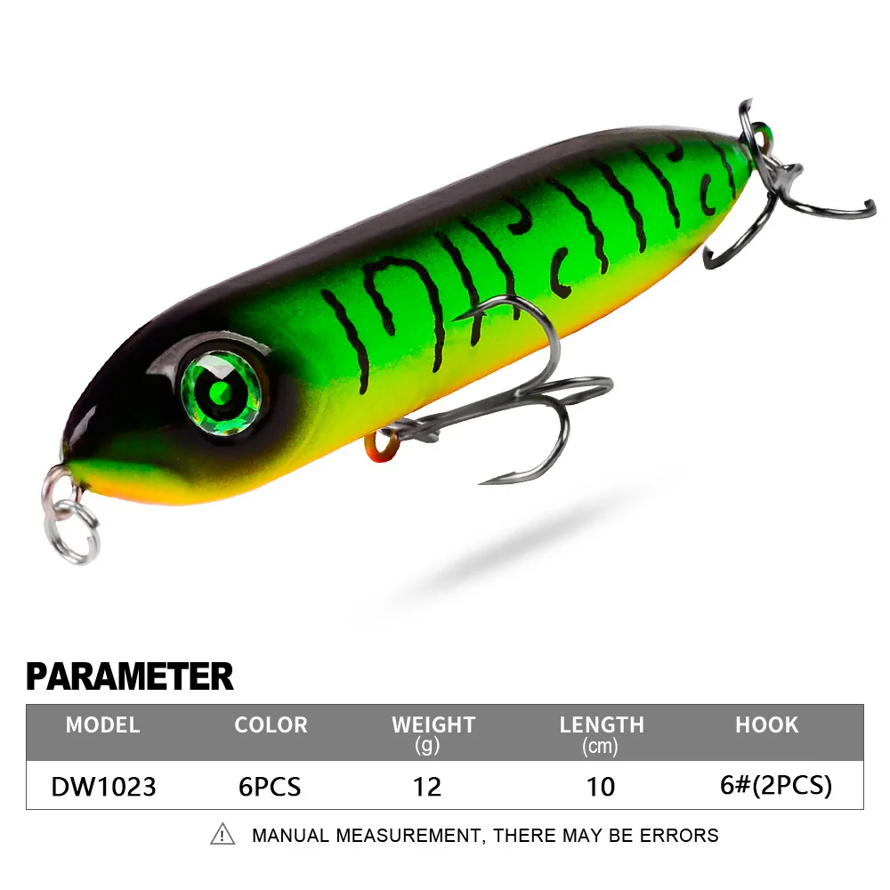 

1pcs Fishing Lure 10cm 12g Hard Artificial Sinking VIB Lure 6 Color Minnow Crankbait Fishing Bait Perch 6# Treble hook dw102
